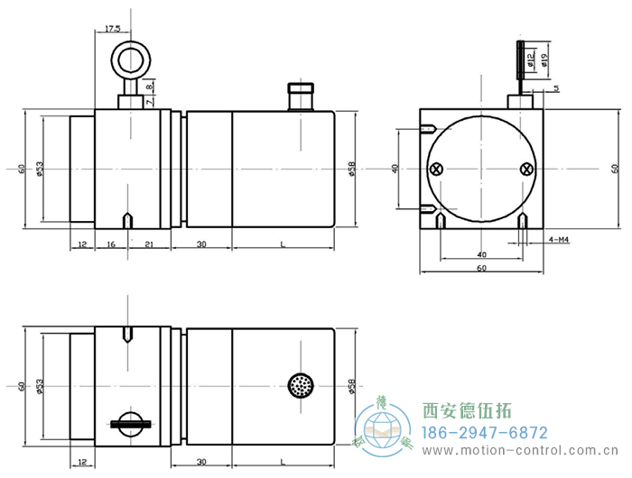 PCS60D/PCS60P拉線編碼器的外形及安裝尺寸 - 西安德伍拓自動(dòng)化傳動(dòng)系統(tǒng)有限公司