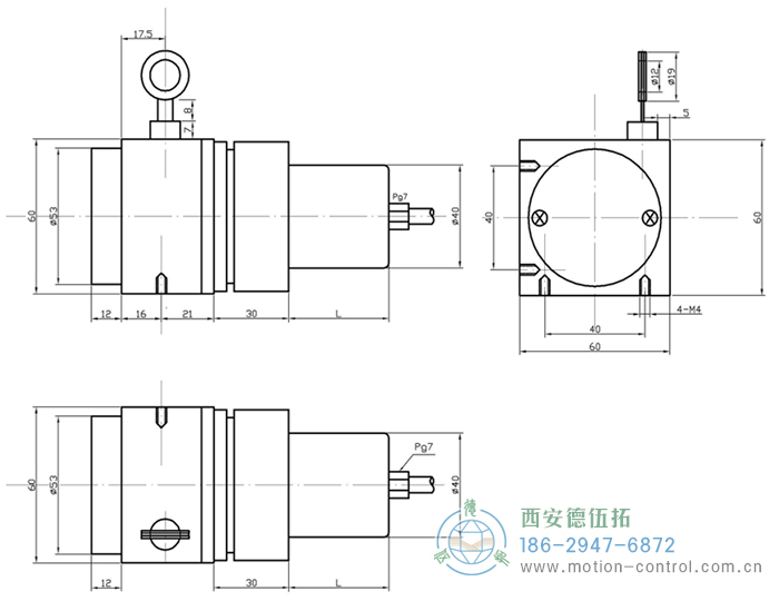 PCS60I拉線編碼器的外形及安裝尺寸 - 西安德伍拓自動(dòng)化傳動(dòng)系統(tǒng)有限公司