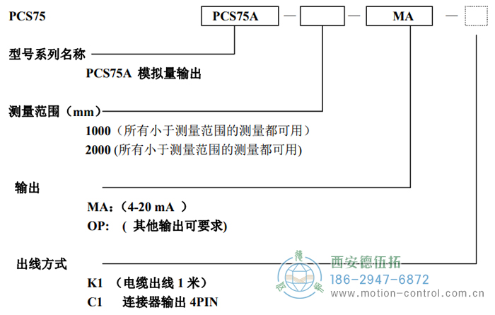 PCS75A拉線位移傳感器訂貨選型說(shuō)明 - 西安德伍拓自動(dòng)化傳動(dòng)系統(tǒng)有限公司